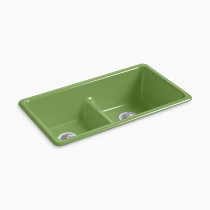 Kohler Iron/Tones® Smart Divide® 33" top-/undermount double-bowl kitchen sink - Fresh Green