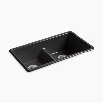 Kohler Iron/Tones® Smart Divide® 33" top-/undermount double-bowl kitchen sink - Black Black