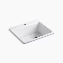 Kohler Riverby® 25" top-mount single-bowl kitchen sink - White