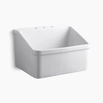 Kohler Hollister™ 28" x 22" bracket-mount utility sink with 8" widespread faucet holes - White