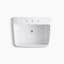 Kohler Hollister™ 28" x 22" bracket-mount utility sink with 8" widespread faucet holes - White