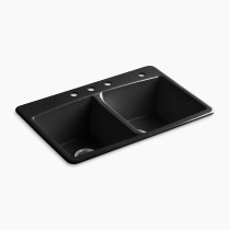 Kohler Brookfield™ 33" top mount double-bowl kitchen sink - Black Black