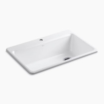 Kohler Riverby® 33" top mount single-bowl workstation kitchen sink - White