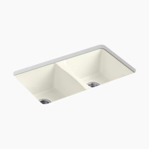 Kohler Deerfield® 33" undermount double-bowl kitchen sink - Biscuit