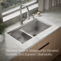 Kohler Task™ Smart Divide® Smart Divide® 33" top-/undermount double-bowl workstation kitchen sink white