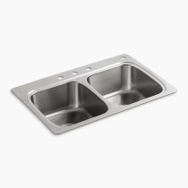 Kohler Verse™ 33" top-mount double-bowl kitchen sink steel