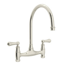 Perrin & Rowe Georgian Era™ Bridge Kitchen Faucet With Metal Lever Handle - Polished Nickel