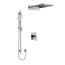 Riobel Equinox Type T/P (Thermostatic/Pressure Balance) 1/2 Inch Coaxial 3-Way System With Hand Shower Rail And Rain And Cascade Shower Head - Chrome