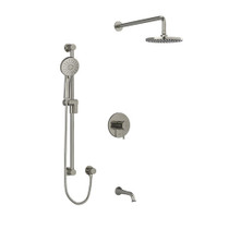 Riobel Edge Type T/P (Thermostatic/Pressure Balance) 1/2 Inch Coaxial 3-Way System With Hand Shower Rail Shower Head And Spout - Brushed Nickel