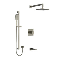 Riobel Reflet Type T/P (Thermostatic/Pressure Balance) 1/2 Inch Coaxial 3-Way System With Hand Shower Rail Shower Head And Spout - Brushed Nickel