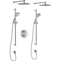 Rohl Tenerife Thermostatic Polished Chrome Shower System with Shower Head, Hand Shower, Slide Bar, Shower Arm and Valve Trim