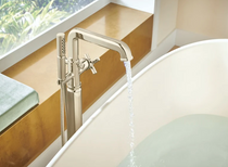 Brizo Invari Floor Mounted Tub Filler with Built-In Diverter - Includes Hand Shower, without Rough-In