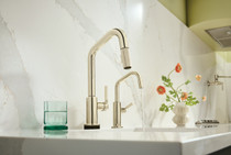 Brizo Litze® Smarttouch Pull-Down Prep Faucet with Angle Spout - Knurled Handle - Brilliance® Polished Nickel