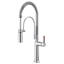 Brizo Odin® Semi-Professional Kitchen Faucet - Less Handle With Wood Lever - Polished Chrome