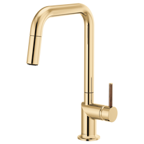 Brizo Odin® Pull-Down Faucet with Square Spout - Less Handle - Brilliance® Polished Gold