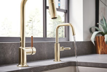 Brizo Odin® Pull-Down Faucet with Square Spout - Less Handle - Brilliance® Polished Nickel