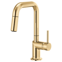 Brizo Odin® Pull-Down Prep Faucet with Square Spout - Less Handle -  Brilliance® Polished Gold