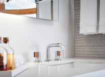 Brizo Litze® Widespread Lavatory Faucet with Low Spout - Less Handles With Lever 1.5 GPM - Polished Chrome