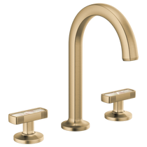 Brizo Kintsu® Widespread Lavatory Faucet with Arc Spout - Less Handles, Knob with Mother of Pearl Inlay Handle 1.5 GPM - Brilliance® Luxe Gold®