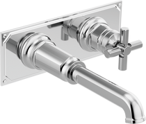 Brizo Invari® Two-Hole, Single-Handle Wall Mount Lavatory Faucet - Less Handle 1.2 GPM - Cross Handle - Polished Chrome