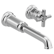 Brizo Invari® Two-Hole, Single-Handle Wall Mount Lavatory Faucet - Less Handle 1.2 GPM - Cross Handle - Polished Chrome