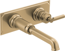 Brizo Invari® Two-Hole, Single-Handle Wall Mount Lavatory Faucet - Less Handle 1.2 GPM - Lever Handle - Brilliance® Luxe Gold®