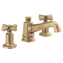 Brizo Invari® Widespread Lavatory Faucet with Angled Spout - Less Handles 1.5 GPM - Cross Handle - Brilliance® Luxe Gold®