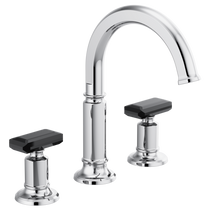 Brizo Invari® Widespread Lavatory Faucet with Arc Spout - Less Handles 1.5 GPM - Black Crystal Knob Handle - Polished Chrome