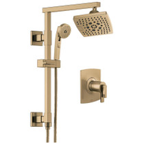Brizo Kintsu Thermostatic Shower Column Shower System with Shower Head and Hand Shower Less Handles - Rough-in Valve Included - Luxe Gold