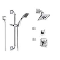 Brizo Thermostatic Shower System with Rain Shower Head, Hand Shower with Slide Bar, 6 Function Diverter, and 2 Body Sprays from the Virage Collection - Chrome