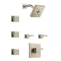 Brizo Sensori Custom Thermostatic Shower System with Showerhead, Volume Controls, and Body Sprays - Valves Included Brilliance Brushed Nickel