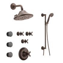 Brizo Sensori Custom Thermostatic Shower System with Showerhead, Volume Controls, Handshower, and Body Sprays - Valves Included - Venetian Bronze