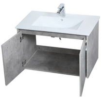 Royal Maax 30" Wall Mounted Single Basin Vanity Set with Cabinet in Gray and Cermic Vanity Top