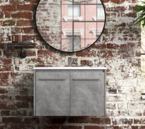 Royal Maax 30" Wall Mounted Single Basin Vanity Set with Cabinet in Gray and Cermic Vanity Top