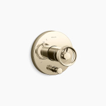 Kohler Components® Rite-temp® Valve Trim With Industrial Handle and Diverter - Vibrant French Gold