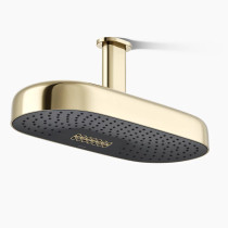 Kohler Statement® Oblong 18" Two-function Rainhead, 2.5 GPM -  Vibrant French Gold