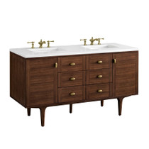 James Martin Vanities Amberly 60" Double Basin Rubberwood Vanity Set