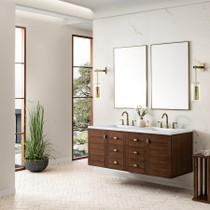 James Martin Vanities Amberly 60" Double Basin Rubberwood Vanity Set
