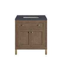 James Martin Vanities Chicago 30" Free Standing or Wall Mounted Single Basin Poplar Wood Vanity Set with 3 cm Charcoal Soapstone Quartz Vanity Top and Rectangular Sink