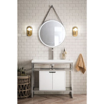 James Martin Vanities Boston 39-3/8" Rectangular Porcelain Console Bathroom Sink with Overflow and Single Faucet Hole - C105V39.5MBKSCGWWG