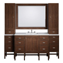 James Martin Vanities Addison 78" Single Basin Poplar Wood Vanity Set with Quartz Top, USB/Electrical Outlets and Matching Mirror