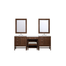 James Martin Vanities Addison 90" Double Basin Poplar Wood Vanity Set with Quartz Top, USB/Electrical Outlets and Matching Mirror - E444MCA-V30GP-DB-EJP