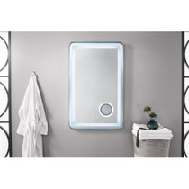 James Martin Vanities Essential 28-1/2" W x 45-1/2" H Contemporary Rectangular Stainless Steel Framed Bathroom Wall Mirror with Light