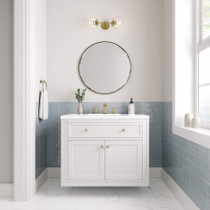 James Martin Vanities Chicago 36" Free Standing Single Basin Vanity Set with Quartz Top and Rectangular Sink - 503-V36-3WZ