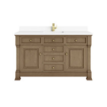 James Martin Vanities Brookfield 60" Free Standing Single Basin Vanity Set with Quartz Top and Rectangular Sink
