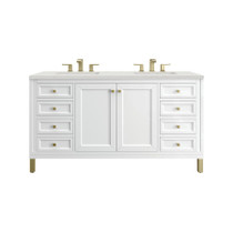 James Martin Vanities Chicago 60" Free Standing Double Basin Vanity Set with Quartz Top and Rectangular Sinks - 503-V60D-3LDL