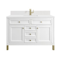 James Martin Vanities Chicago 48" Free Standing Single Basin Vanity Set with Quartz Top and Rectangular Sink