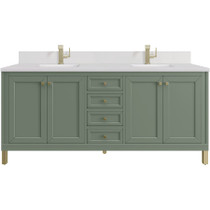 James Martin Vanities Chicago 72" Free Standing Double Basin Vanity Set with Quartz Top and Rectangular Sinks - 503-V72-1WZ