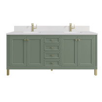James Martin Vanities Chicago 72" Free Standing Double Basin Vanity Set with Quartz Top and Rectangular Sinks - 503-V72-1WZ