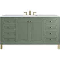 James Martin Vanities Chicago 60" Free Standing Single Basin Vanity Set with Solid Surface Top and Rectangular Sink